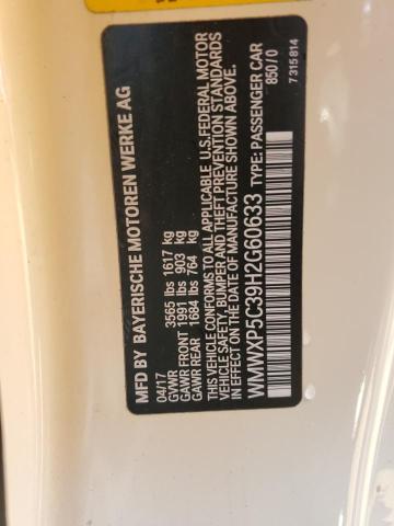 WMWXP5C39H2G60633 - 2017 MINI COOPER WHITE photo 12