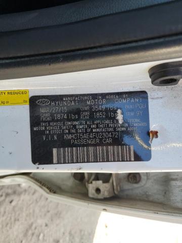 KMHCT5AE4FU230472 - 2015 HYUNDAI ACCENT GS 白色 照片 12