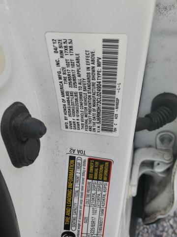 5J6RM3H73CL024904 - 2012 HONDA CR-V EXL WHITE photo 13