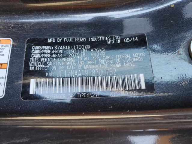 JF1ZNAA19F8700752 - 2015 TOYOTA SCION FR-S CHARCOAL photo 12