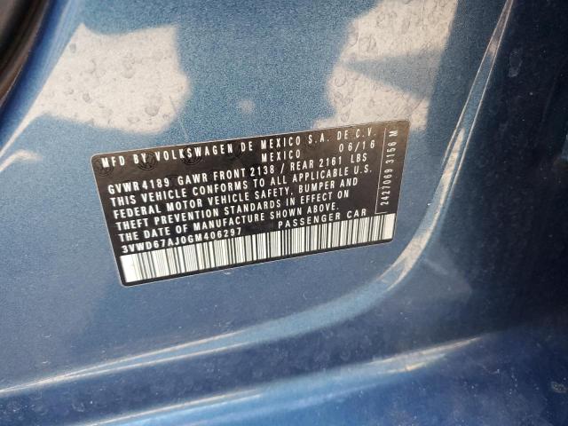 3VWD67AJ0GM406297 - 2016 VOLKSWAGEN JETTA SE Mavi foto 12
