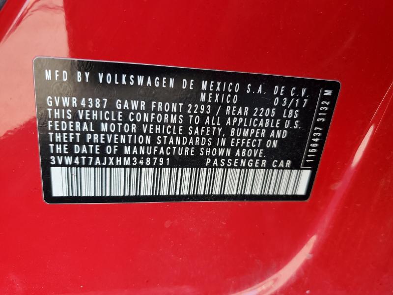 3VW4T7AJXHM348791 - 2017 VOLKSWAGEN JETTA GLI RED photo 12