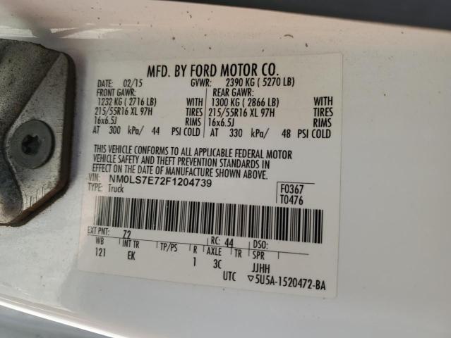 NM0LS7E72F1204739 - 2015 FORD TRANSIT CONNECT XL 白色 照片 13