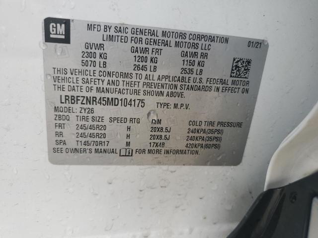 LRBFZNR45MD104175 - 2021 BUICK ENVISION ESSENCE თეთრი ფოტო 13