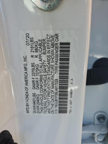 19UUB1F59LA017528 - 2020 ACURA TLX TECHNOLOGY 白色 照片 12