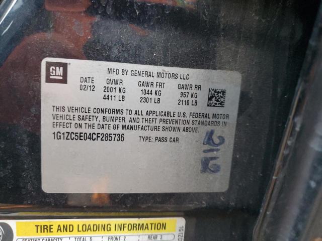 1G1ZC5E04CF285736 - 2012 CHEVROLET MALIBU 1LT შავი ფოტო 12