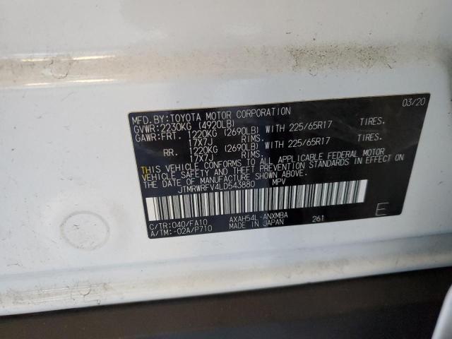 JTMRWRFV4LD543880 - 2020 TOYOTA RAV4 XLE WHITE photo 13