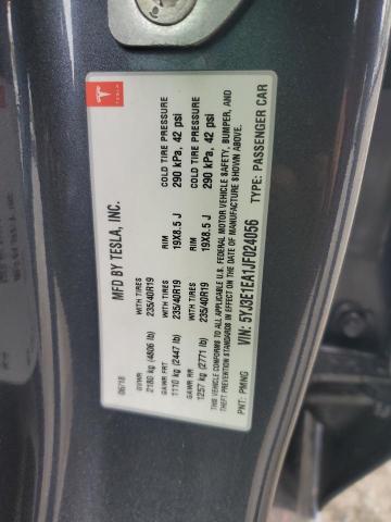 5YJ3E1EA1JF024056 - 2018 TESLA MODEL 3 გრაფიტი ფოტო 13