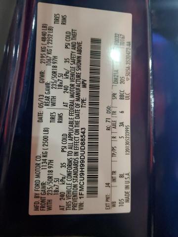 1FMCU9H99DUD88543 - 2013 FORD ESCAPE SEL BLUE photo 14