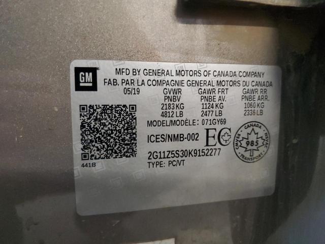 2G11Z5S30K9152277 - 2019 CHEVROLET IMPALA LT თაფლისფერი ფოტო 12