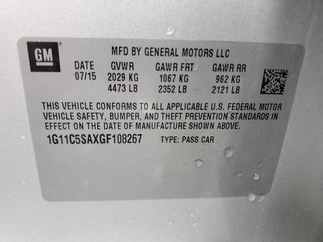 1G11C5SAXGF108267 - 2016 CHEVROLET MALIBU LIM LT SILVER photo 12