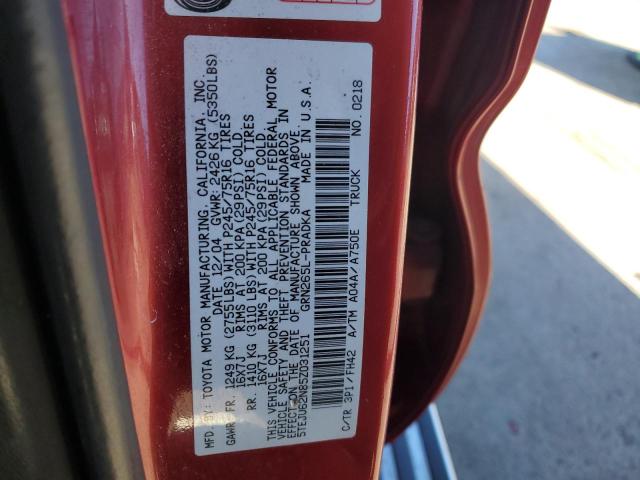 5TEJU62N85Z031251 - 2005 TOYOTA TACOMA DOUBLE CAB PRERUNNER RED photo 12