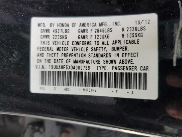 19UUA9F5XDA000739 - 2013 ACURA TL TECH GRAY photo 12