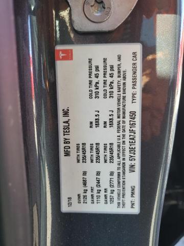 5YJ3E1EA7JF167450 - 2018 TESLA MODEL 3 灰色 照片 12