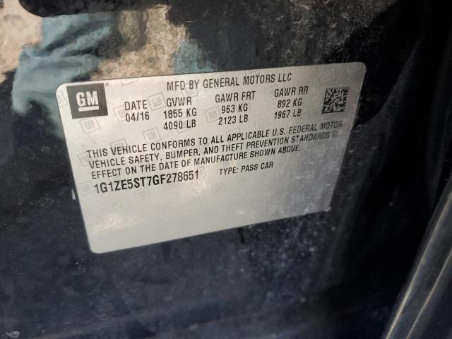 1G1ZE5ST7GF278651 - 2016 CHEVROLET MALIBU LT BLACK photo 12