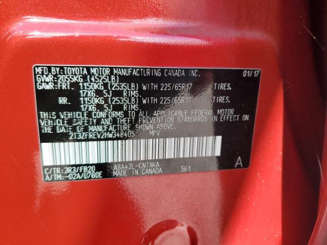 2T3ZFREV2HW348405 - 2017 TOYOTA RAV4 LE RED photo 13