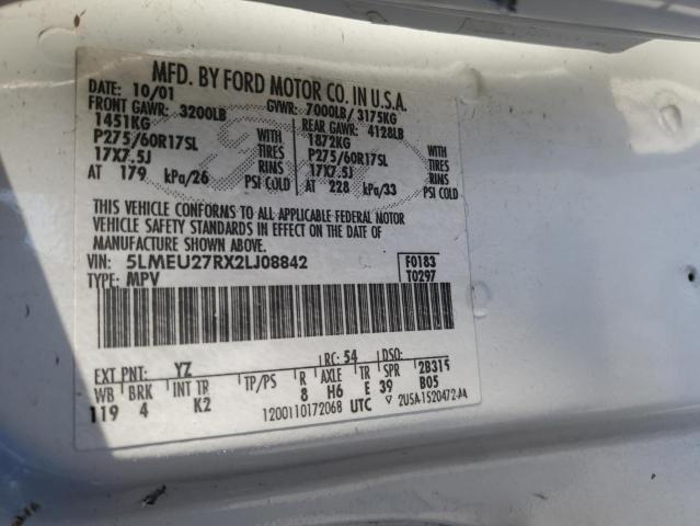 5LMEU27RX2LJ08842 - 2002 LINCOLN NAVIGATOR თეთრი ფოტო 13