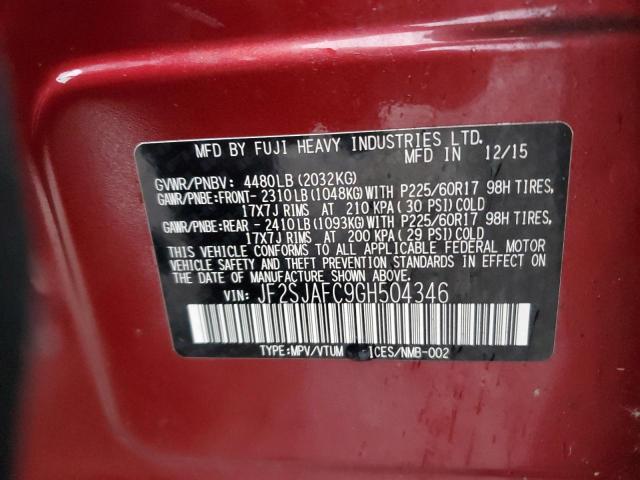 JF2SJAFC9GH504346 - 2016 SUBARU FORESTER 2.5I PREMIUM BURGUNDY photo 13