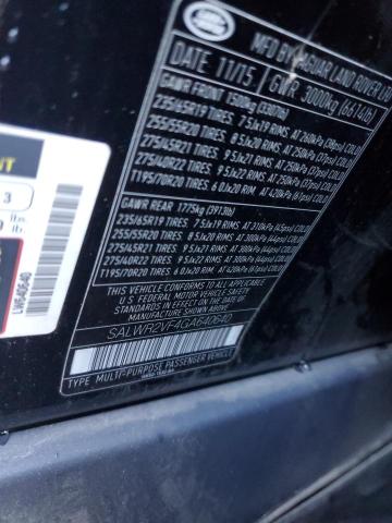 SALWR2VF4GA640640 - 2016 LAND ROVER RANGE ROVE HSE BLACK photo 12