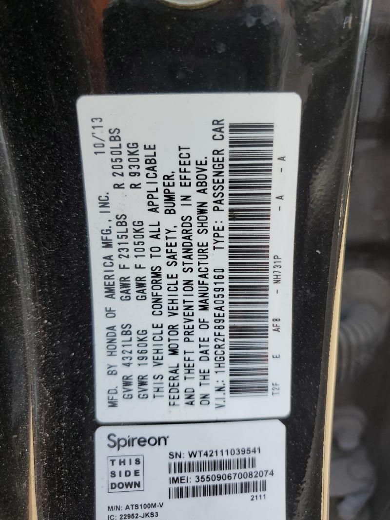 1HGCR2F89EA059160 - 2014 HONDA ACCORD EXL BLACK photo 12