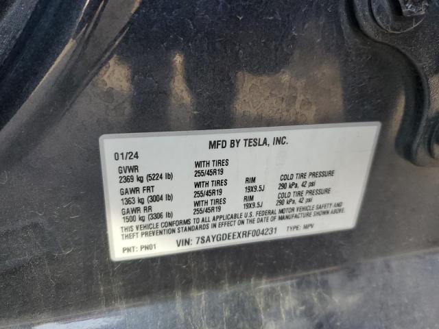 7SAYGDEEXRF004231 - 2024 TESLA MODEL Y Մոխրագույն լուսանկար 12