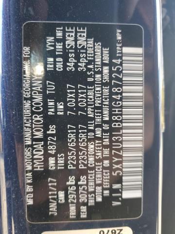 5XYZU3LB8HG487254 - 2017 HYUNDAI SANTA FE S 蓝色 照片 14