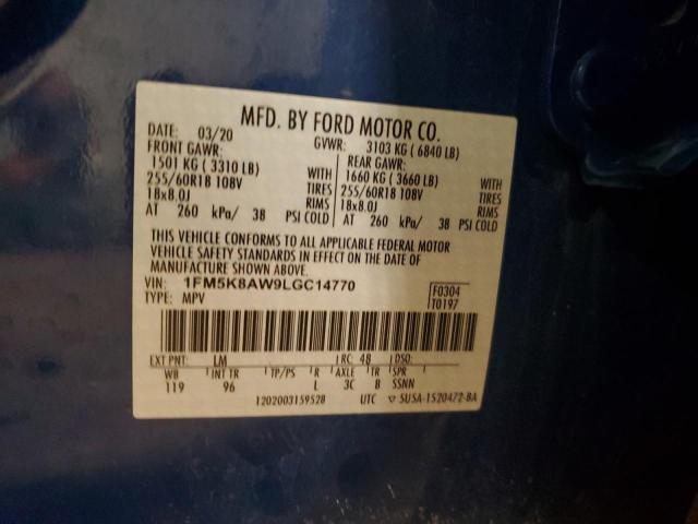 1FM5K8AW9LGC14770 - 2020 FORD EXPLORER POLICE INTERCEPTOR Көк фото 13