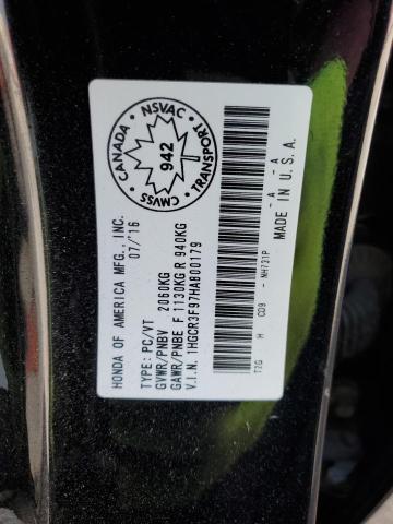 1HGCR3F97HA800179 - 2017 HONDA ACCORD TOURING 黑色 照片 12