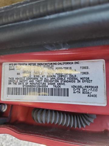 5TEGN92NX1Z845954 - 2001 TOYOTA TACOMA DOUBLE CAB PRERUNNER RED photo 12