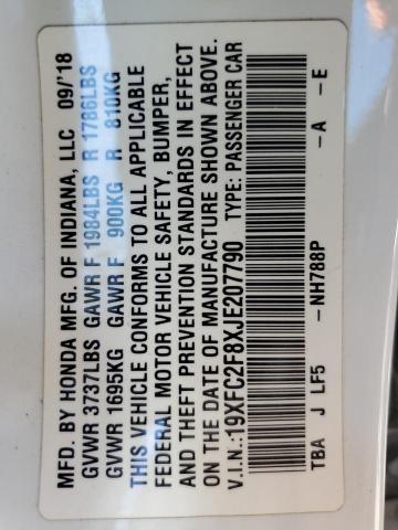 19XFC2F8XJE207790 - 2018 HONDA CIVIC EX Weiß Foto 12