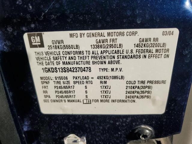 1GKDS13S842370478 - 2004 GMC ENVOY 蓝色 照片 13