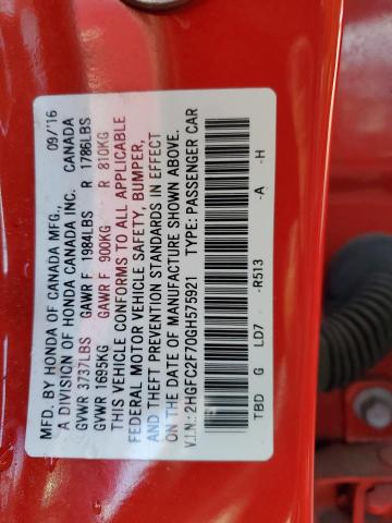 2HGFC2F70GH575921 - 2016 HONDA CIVIC EX Rot Foto 12