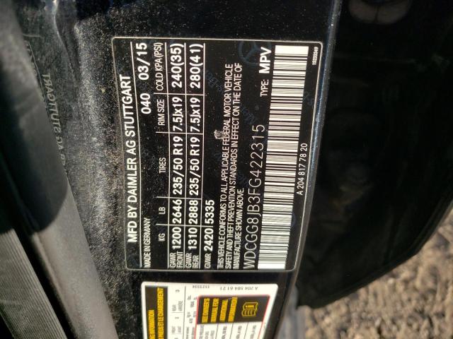 WDCGG8JB3FG422315 - 2015 MERCEDES-BENZ GLK 350 4MATIC BLACK photo 13