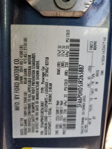 3FA6P0HD5JR265887 - 2018 FORD FUSION SE ლურჯი ფოტო 13