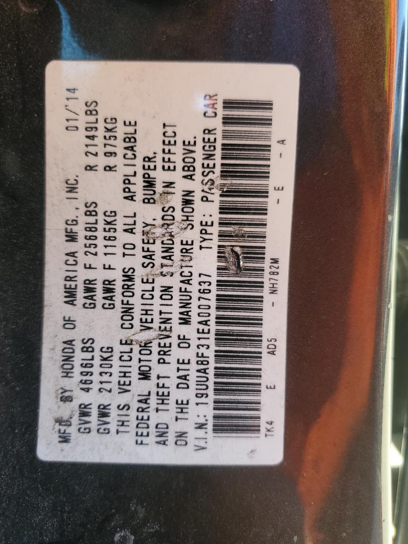 19UUA8F31EA007637 - 2014 ACURA TL SE CHARCOAL photo 12