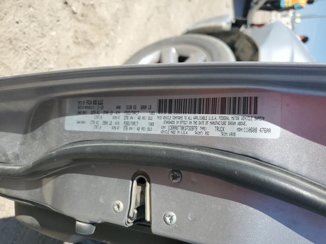 1C6RR6TT8KS732879 - 2019 RAM 1500 CLASS SLT SILVER photo 12