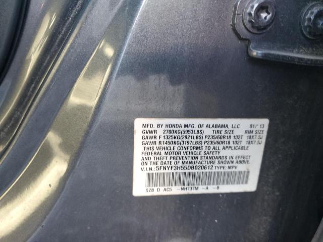 5FNYF3H55DB020612 - 2013 HONDA PILOT EXL 灰色 照片 14