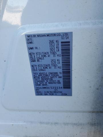 5N1AL0MM5EC525534 - 2014 INFINITI QX60 WHITE photo 13