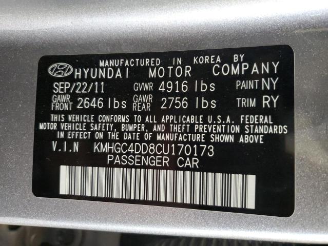 KMHGC4DD8CU170173 - 2012 HYUNDAI GENESIS 3.8L 银色 照片 13