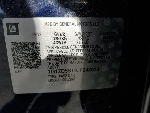 1G1ZD5ST9JF243510 - 2018 CHEVROLET MALIBU LT BLUE photo 12