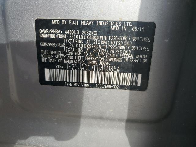 JF2SJADC7FH450854 - 2015 SUBARU FORESTER 2.5I PREMIUM فضي صورة 12