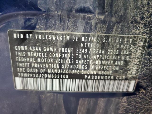 3VWPP7AJ2DM633108 - 2013 VOLKSWAGEN JETTA S BLUE photo 12