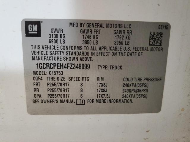 1GCRCPEH4FZ348099 - 2015 CHEVROLET SILVERADO C1500 თეთრი ფოტო 12