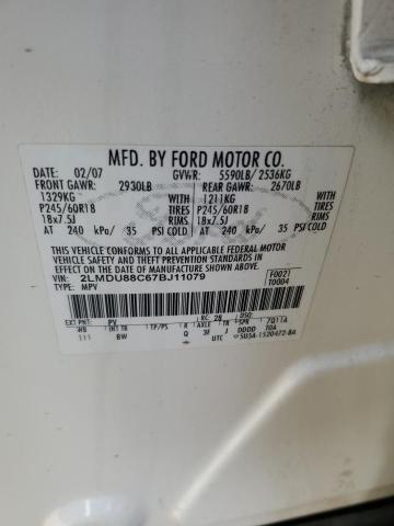 2LMDU88C67BJ11079 - 2007 LINCOLN MKX Սպիտակ լուսանկար 13