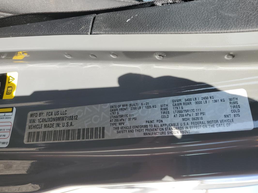 1C4HJXDN9MW718812 - 2021 JEEP WRANGLER U SPORT GRAY photo 12