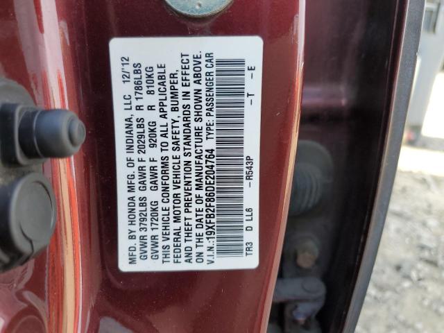 19XFB2F86DE204764 - 2013 HONDA CIVIC EX BLACK photo 12