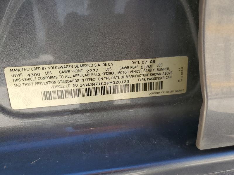 3VWJM71K39M020123 - 2009 VOLKSWAGEN JETTA S SILVER photo 12