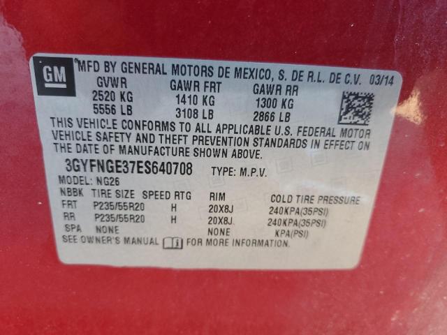 3GYFNGE37ES640708 - 2014 CADILLAC SRX PREMIUM COLLECTION RED photo 14