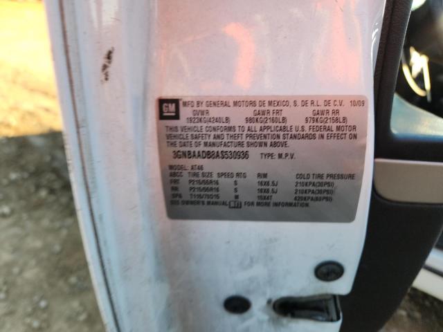 3GNBAADB8AS530936 - 2010 CHEVROLET HHR LS WHITE photo 14