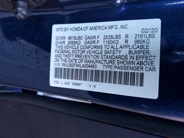 19UUB2F4XLA004493 - 2020 ACURA TLX TECHNOLOGY 蓝色 照片 12